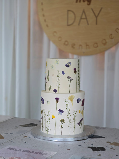 Cake with pressed flowers